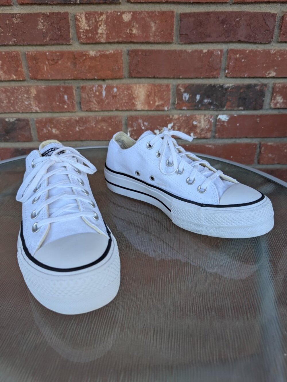 Women's Converse All Star Platform Sneakers White Shoes Size 7.5 - Picture 2 of 10